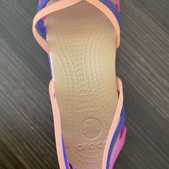 CROCS Huarache ladies Orange & Pink Jelly Open Toe Sandals Women 8 Resort Beach - Picture 11 of 12